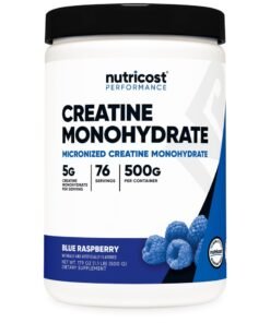 Nutricost Creatine Monohydrate, Micronized Creatine Monohydrate, 5G Creatine Monohydrate Per Serving, 76 Servings, 500G Per Container, Blue Raspberry, Net Wt. 17.9 Oz,(1.1 LB) 500 G- naturally and artiffially flavoured