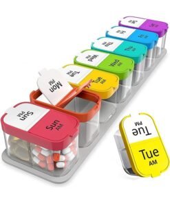 Garlo Extra Large Weekly Pill Organizer 2 Times A Day, Pill Box 7 Day Am Pm to Hold Daily Medicine Vitamin and Supplements for Elders, Arthrtic Patients and Kids