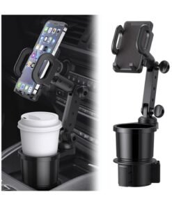 YZMA GLOBAL 2-in-1 Car Cup Holder & Phone Mount – Universal Adjustable Auto Stand with 360° Rotation & Expandable Drink Holder – Secure Fit for Most Vehicles & Phones