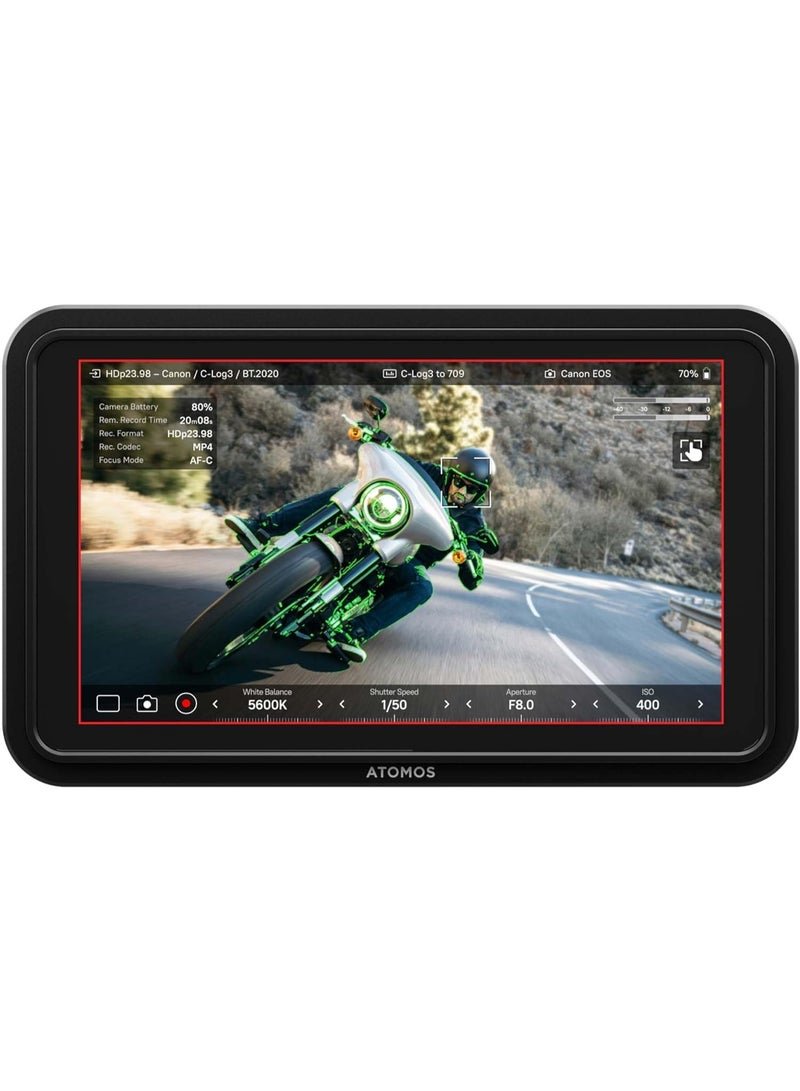 Atomos Shinobi II 5.2 Inch HDMI 4K HDR Monitor Touchscreen High Brightness 1500 cd/m² Lightweight Camera Control USB PD Power Compatible with Sony L-Series Battery