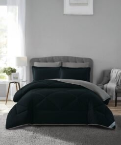 Donetella Bedding Comforter Set, King Size Fits 200x200 cm - 6-Pcs Solid Quilted Bed Set, Microfiber Fabric - 1 Comforter, 1 Fitted Sheet, 2 Pillow Shams, 2 Pillowcases