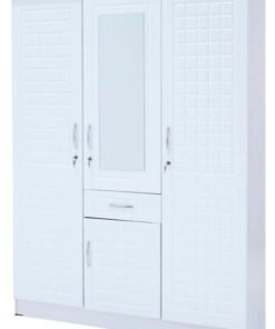 ALWASIT HOME 3 Door Wooden Wardrobe Cabinet Cupboard Engineered Wood Perfect Modern Stylish Heavy Duty Color White