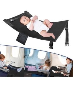 Bukela Airplane Seat Extender for Kids, Portable Travel Airplane Footrest, Baby Airplane Bed with Side Pockets, Flying Travel Essentials with Extended Area 11*4.7 in for Leg Rest & Lie Down (Black)