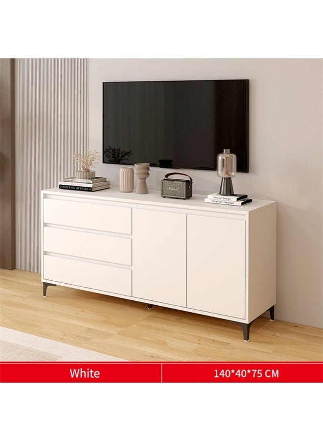 Storage Cabinet, Free Standing TV Cabinet with Drawer, Home Sideboard Cabinet, Entryway Console Cabinet Accent Table for Bedroom Hallway Dining Room, 140*40*75cm (DSG044, White)