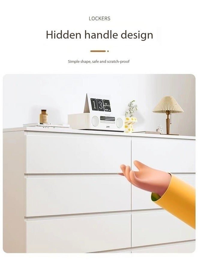 fashionhome Multifunction Modern Style Invisible Handle Design Wooden Chest of 6 Drawers Ample Storage Rack Dispaly Rack Table for Bedroom Living Room Home Furniture 100x40x73 cm - Image 4