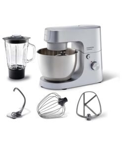 KENWOOD Stand Mixer Kitchen Machine HOMEBAKE, 5L Brushed Steel Bowl, K-Beater, Whisk, Dough Hook, Splash Guard, Variable Speed, Compact Design 5 L 1400 W KHH01.120SI Silver