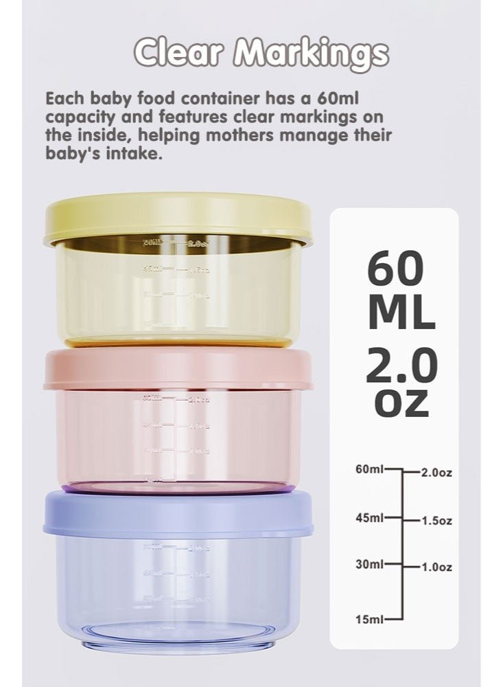 Super ZYouth 6 PCS Baby Food Storage with Lid, Reusable Infant Food Containers Jars, Leak-Proof Snack Container for Infant & Babies, Microwave Dishwasher Friendly, 60ml - Image 4