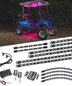 LEDGlow 12pc Million Color LED 4Seater Golf Cart Underglow Neon Kit with Canopy Wheel Well Interior Lights Fits EZGO Yamaha Club Car ICON Evolution Tomblerin Star EV for 12Volt Battery