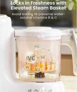 GROWNSY Baby Food Maker with Steam Basket, One Step Baby Food Processor Steamer Puree Blender Grinder Mills Machine, Auto Cooking Grinding and Sterili-zing for Healthy Homemade Baby Food, BPA-Free