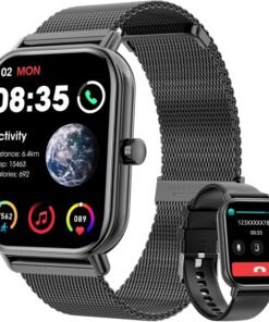 Smart Watch for Women Men, Fitness Tracker Watch for Android Phones iPhone Compatible, 1.85" Smart Watches for Women Men with Blood Oxygen, Heart Rate Monitor, 110+ Sport Modes Smartwatch (2 Strap)