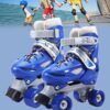 DUNISO Roller skates, children's indoor and outdoor skating shoes,adjustable size, double row with 4 wheels, suitable for girls and boys (XS, suitable for sizes 26 to 29)