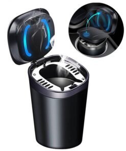 GROIC Car Ashtray, Ash Tray Auto Cigarette Odor Remover and Diffuser with Blue LED Cool Light Indicator for Most Car Cup Holder,Automotive Accessories
