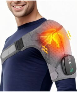 Intelligent Heating and Vibration Shoulder Massager Electric Shoulder Warmer Pack for Neck and Shoulder Pain Relief, Wireless Heating Pad for Arthritis, Joint Injuries, Wireless Shoulder Pad for Men and Women for Left or Right Shoulder