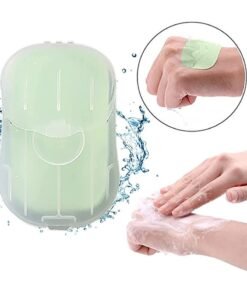 1 Box 50 Pieces Disposable Boxed Paper Soap, Portable Travel Soap Sheets Hand Washing Bath Scented Paper Soap for Outdoor, Camping Hiking (Wormwood)