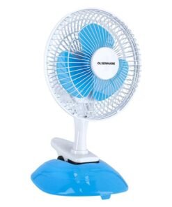 Olsenmark 3 IN 1 Wall and Table Clip Fan 8", 3 Leaf Blades For Strong Wind And 2-Speed Levels, High Performance Motor For High Speed Wind, 360-Degree Rotation OMF1798H Blue and white