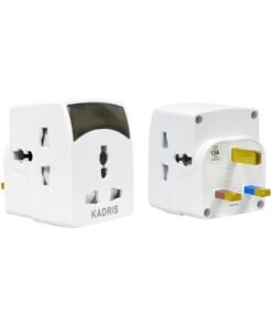 KADRIS Universal travel Plug Adapter, 3 Pin Power Plug Adapter With Light for AU/UK/EU/US, Plug Converter for Business, Holiday, Hotel, Airport