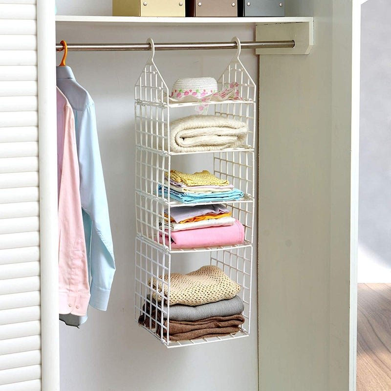 EcoMDeal 5 Layer Plastic Wardrobe Folding Clothes Storage Racks Dormitory Closet for Students Wardrobe Shelves Space Saving Hanging Organizer Storage Holders and Racks