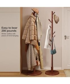 Alternative view of DUNISO Coat Rack with 8 Hooks，Wooden Coat Rack Freestanding,Hanging Coat Rack，Easy to Install，Small Footprint，for Bedroom,Living Room, Entrance, Bedside,Brown