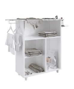 Alternative view of DANUBE HOME Cleffa Ironing Board With Cabinet 4 Tier Modern Design Wooden Organiser Cupboard Space Saving Display Storage Rack For Home White