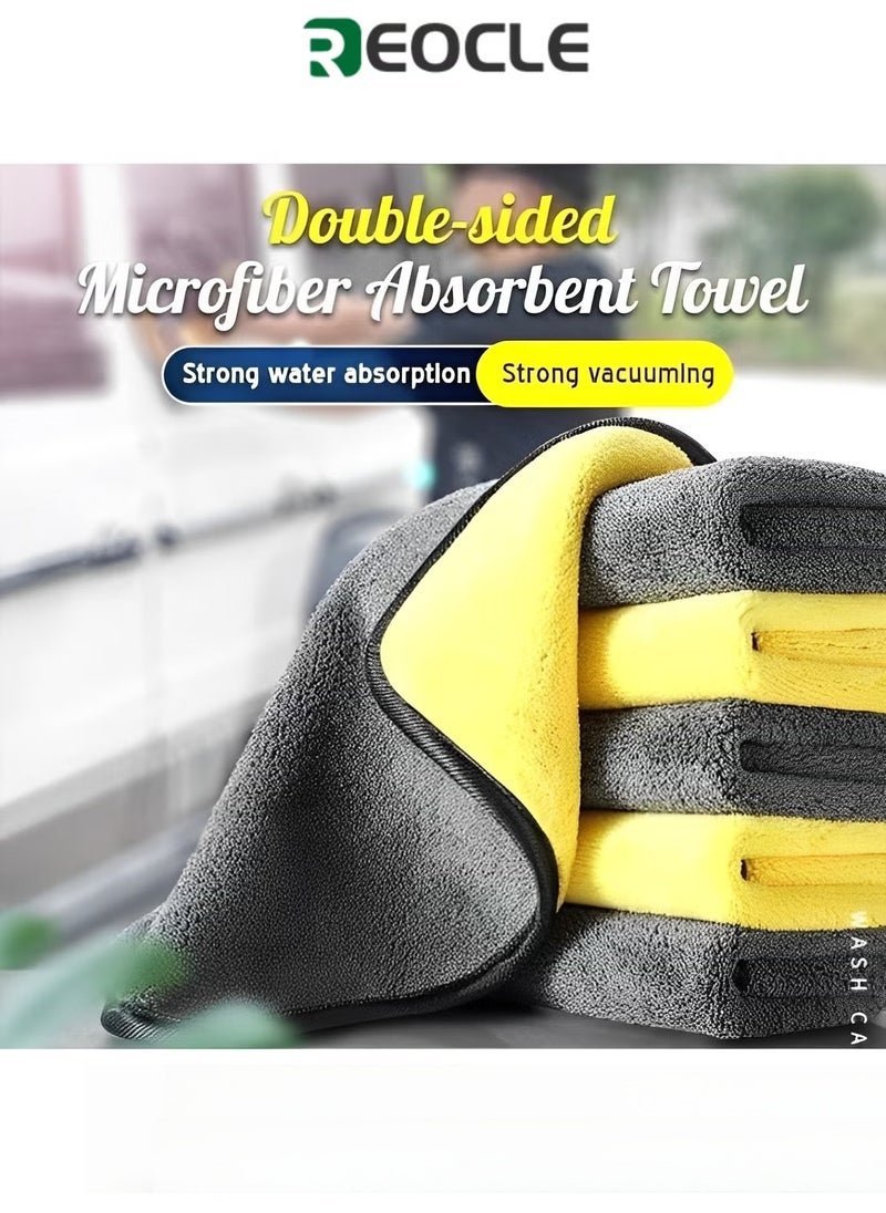 REOCLE Microfiber Cleaning Cloth Double-Sided Microfiber Towel Lint Free Highly Absorbent Multi-Purpose Dust and Dirty Cleaning Supplies for Car Cleaning