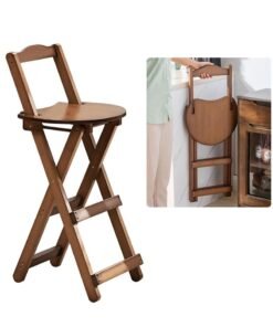 Rubik High Bar Stool, Folding Wood Chair for Home, Kitchen, Office, Restaurant (Brown)