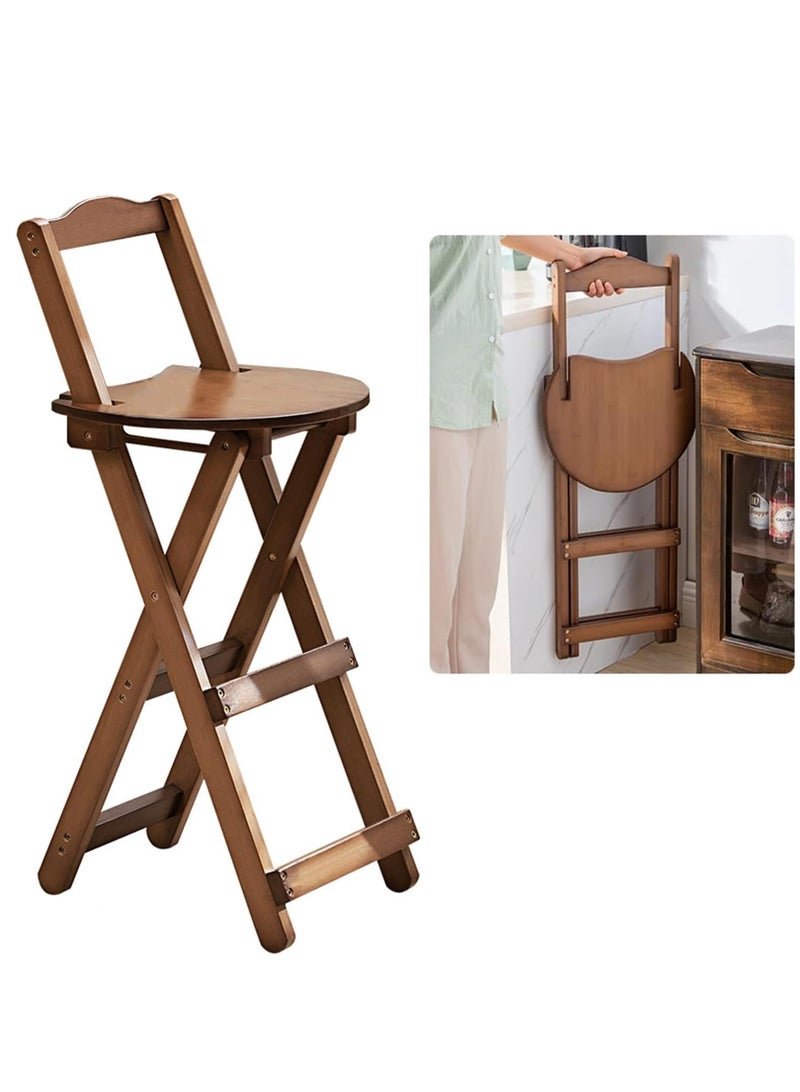 Rubik High Bar Stool, Folding Wood Chair for Home, Kitchen, Office, Restaurant (Brown)