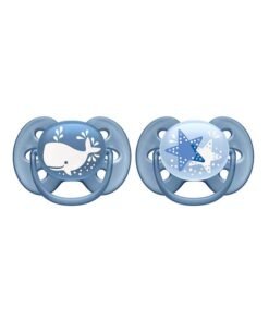 Philips Avent Pack Of 2 Ultra Soft Dummy, Bpa Free Pacifier For Babies From 6 To 18 Months , Whale, Star (Model Scf223, 03)