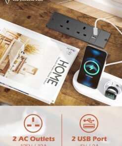 Alternative view of ROCKCAMEL Nightstand With UK Socket, Bedside Table, Wood End Table, Modern Night Stand for Bedroom, Closet, Entryway, College Dorm