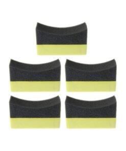Car Tire Cleaning Sponge Set - 5 Professional Wheel Wash Applicators for Easy Tire Dressing and Corner Cleaning - Curved Design for Effective Car Care and Maintenance.