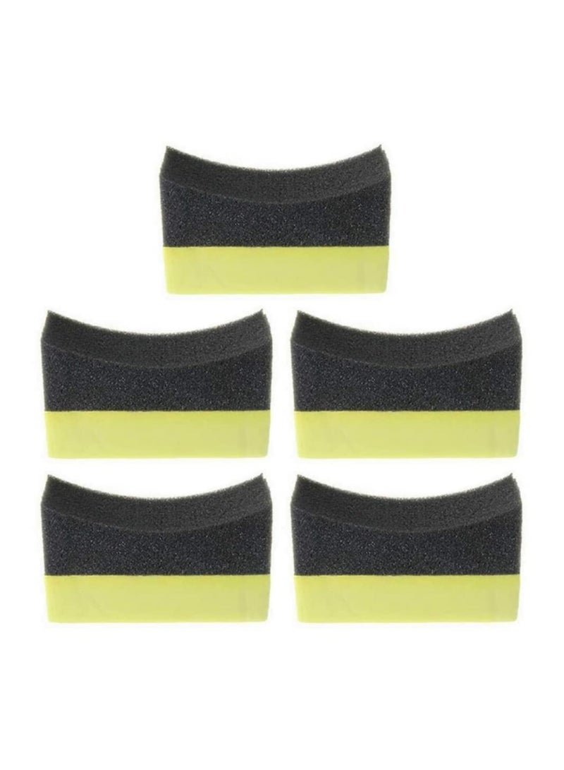 Car Tire Cleaning Sponge Set - 5 Professional Wheel Wash Applicators for Easy Tire Dressing and Corner Cleaning - Curved Design for Effective Car Care and Maintenance.