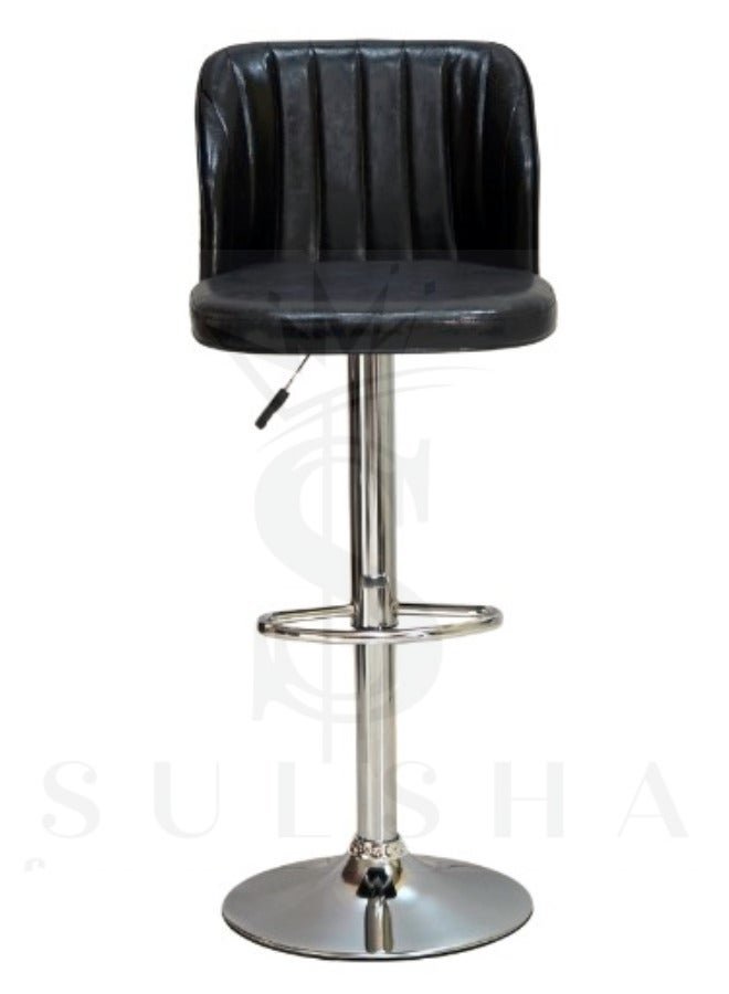 SULSHA Modern Height Adjustable Chair , Bar Chair , Bar Stool Set Leather Padded Stool BLACK/Silver1