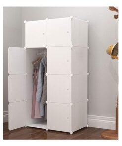 XiuWoo Portable Wardrobe Plastic Small Combination Storage Cabinet White