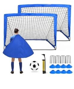 XiuWoo Soccer Goals for Backyard, Portable Soccer Net Set of 2, 48.8 x 35.4 × 37 inch Indoor Pop Up Soccer Goal, Soccer Training Equipment with 8 Training Cones, Carry Bag and Soccer Ball