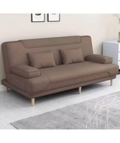 Modern Sofa Bed with Adjustable Backrest - Linen Brown