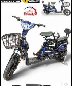 Wind Horse M1 Electric Delivery Bike 400W Motor, 48V 12Ah Battery, 55KM/H Max Speed, Dual Seat, 14 Inches Tires, Front Grocery Basket, Remote Lock Unlock System, Carbon Alloy Frame. 3-Speed Modes E-Bike