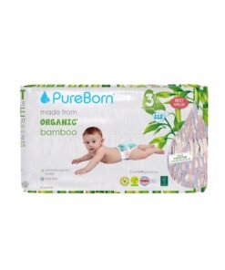 PureBorn Organic Baby Tape Style Diapers Size-3 5.5 -8 kg Cloud Print 112 Diapers