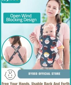 Bybeo Baby Adjustable Wraps Carrier, Ergonomic Front Facing/Back Carriers for Newborn Newborn to Toddler 0-15kg, One Size Fits All