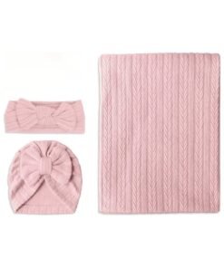 NNEWVANTE Soft and Cozy Baby Blankets for， Security Blanket for Babies - Swaddle Adjustable Wearable Blanket, Newborn Accessories Set with Wooden Birth Announcement Card, Baby Blankets for Girls (Pink)