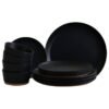Feelings 12-Piece Stoneware Dinner Set Plates, Dishes, Bowls Serves 4 Black