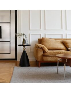 XiuWoo Round Side Table, Narrow Creative Side Table, Modern Circle Accent End Tables for Living Room, Cream Drink Martini Table for Small Spaces, black