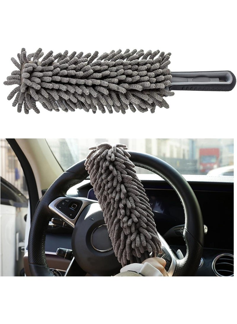 SUNSAR Interior Car Duster, Lint-Free Microfiber Cleaning Tool with Comfortable Handle, Reusable, Washable for Auto Interior Exterior, Home, Office