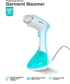 GEEPAS Handheld Garment Steamer 1300 W|  Ready to Use in 30 Seconds | Suitable for All Kinds of Fabric and Safe for Delicate Fabrics| Equipped with Stainless Steel Panel and 260 ML Capacity| 2 Years Warranty 260 ml 1300 W GGS25043-GN Green/White
