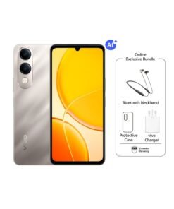 vivo Y04 AI 4G Dual SIM Titanium Gold 4GB RAM + 128GB | 5500Mah | with Neck Band - Middle East Version