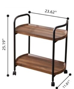 XiuWoo Living Room Center Table, Hotel Restaurant Delivery Cart, Double-Layer Solid Wood Wine Cart, Sofa Tables, Tea Cart, Dim Sum Cart, Cake Cart, walnut color