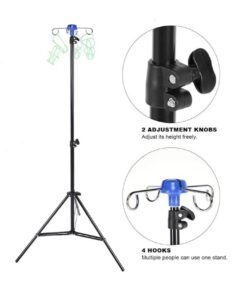 BIONEX Portable IV Stand Floor Stand with 4 Hooks Infusion Stand, Adjustable Height to 82.6", Foldable IV Bag Stand Drip Bag Stand IV Poles Stand for Nursing Home, Aluminum Alloy