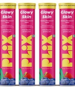 PLIX THE PLANT FIX PLIX-THE PLANT FIX Glowy Skin Effervescent Tablets | 500mg L-Glutathione | Hyaluronic Acid | Vitamin C & E | Plant-Based Ingredients | Sugar-free | For Daily Use (Pack of 4)