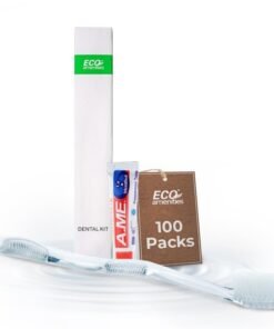 ECO amenities Travel Toothbrush Kit Manual Disposable Toothbrush with Toothpaste in Individually Wrapped Paper Box 100 Sets per Case Travel Set for Hotels and Hospitality