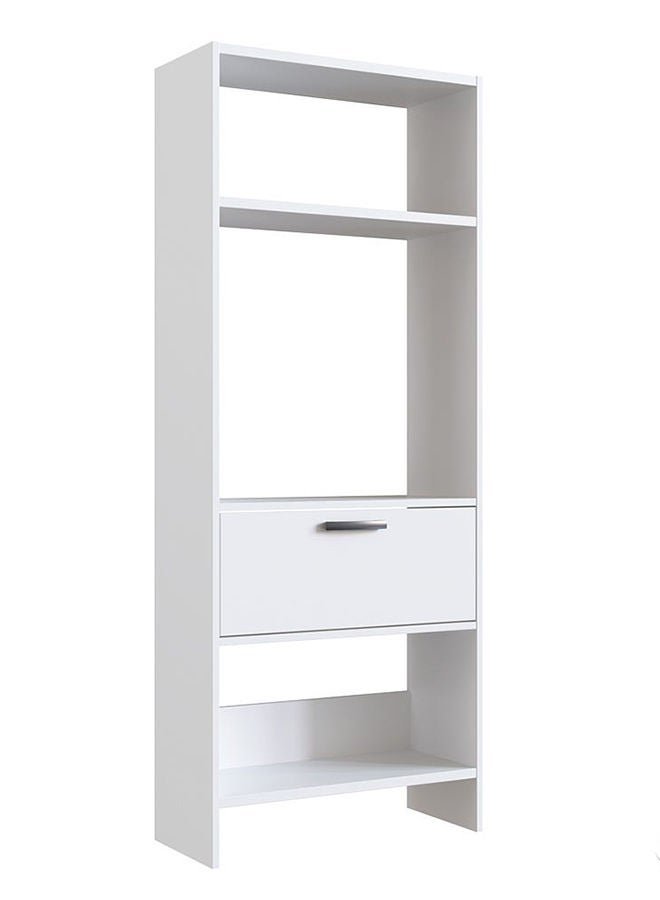 DANUBE HOME Aggron Book Case With 1 Door Cabinet 4 Tier Modern Design Wooden Book Organiser Cupboard Space Saving Display Storage Rack For Home Office Living Room Kitchen White - Image 3