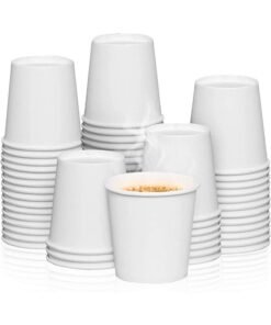 MARKQ [100 Cups] 4 oz. White Paper Cups - Small Disposable Espresso, Qahwa, Bathroom, Mouthwash Cups