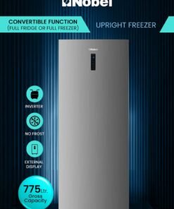 Nobel 775L Gross Capacity, 439L Net Capacity Upright Freezer No Frost Cooling, and Convertible Function, Single-door design, 16kg/24h freezing capacity - NR775 700 L 180 W NR775 Silver